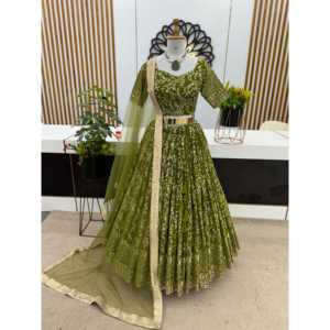 Conjuntos elegantes para mujer Lehenga Choli con trabajo de secuencia de bordado elegante - Product Image 1