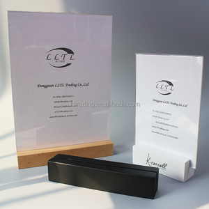 Supporto per insegne <span class=keywords><strong>da</strong></span> <span class=keywords><strong>tavolo</strong></span> <span class=keywords><strong>Plexiglass</strong></span> in acrilico con supporto per Menu a Base in legno singolo popolare supporto per Menu in legno bianco nero - Product Image 1