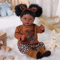 Poupée réaliste en vinyle souple Babeside Reborn Baby Daisy, 20 pouces, petite fille afro-américaine, cheveux bouclés noirs
