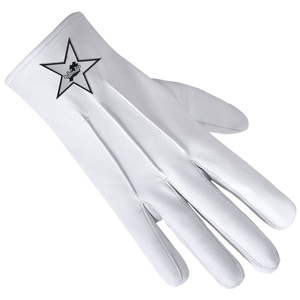 Gants en cuir personnalisés brodés avec un patch étoile blanche des Templiers - Product Image 2