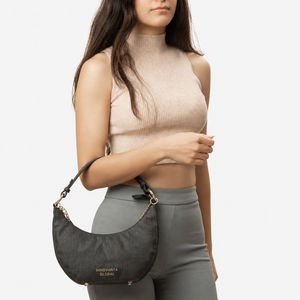 Black OrganicLeather Eco-Friendly Durable Fashion Crescent Sling Shoulder Bag Chain Strap <b>Zip</b> Hobo <b>Purse</b> Women Outdoor Custom - Product Image 6
