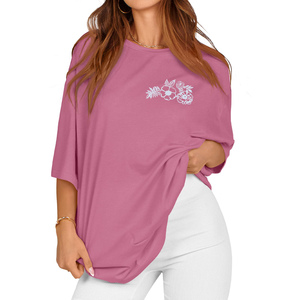 T-shirt ample et oversize pour femme, couleur unie, épaules tombantes, qualité supérieure, fabrication usine 2026, vente chaude - Product Image 3