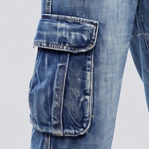 Jean cargo en denim pour homme, coupe ample, en coton délavé, poids moyen, décontracté, pour le printemps - Product Image 4