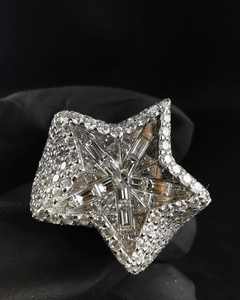 Anillo de Moissanita Premium con Corte Baguette en Forma de Estrella, Plata de Ley 925, Estilo Iced Out, Lujoso, Hip Hop, para Hombre - Product Image 5