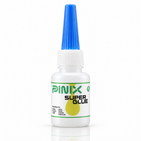 PINIX 50g Grand flacon de super colle bleu avec bouchon à bec long, Cyanoacrylate d'éthyle, Adhésif instantané industriel pour assemblage en atelier, OEM ODM