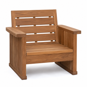 Silla de Jardín Moderna de Madera de Teca Maciza con Reposabrazos Anchos, Resistente al Agua, Duradera y Ecológica para Uso en Restaurantes y Ocio - Product Image 1
