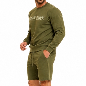Custom <b>Men</b> Sweatshirt <b>Shorts</b> Set Crew Neck Sweatshirt Soft Fabric Comfort Fit Casual <b>Lounge</b> Wear Printed Letter Design For Wear - Product Image 3