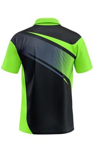 Polo Deportivo para Hombre, Manga Corta, Estampado Geométrico, Secado Rápido, Tejido de Poliéster, Diseño Negro y Verde - Product Image 3