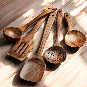 Cuchara de servir de madera, pulida a mano, estilo sencillo para uso en la cocina, ecológica, estilo sencillo, cubiertos para decoración de mesa, utensilios de cocina - Product Image 4