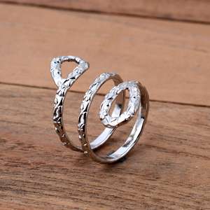 Bague de soutien thérapeutique minimaliste bohème en argent 925 gravée à la main avec motif floral, pour phalange et articulation du pouce, style col de cygne - Product Image 4