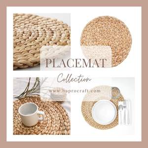 Modern <b>Round</b> Woven Seagrass <b>Placemat</b> with Insulation Pads Rattan Mat Coaster for Dining Table Wedding & Party Decoration - Product Image 5