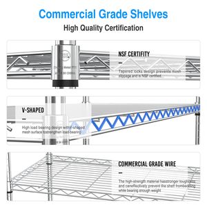 NSF 1050 LBS Heavy Duty 3-Tier Wire Shelving Unit Height Adjustable Metal <b>Garage</b> Storage <b>Rack</b> Heavy Duty Storage Wire Shelving - Product Image 2