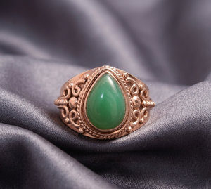 925 Sterling <b>Silver</b> Green Chrysoprase <b>Ring</b> Vintage Boho Statement <b>Ring</b> Rose Gold Yellow Gold Plated Handmade Jewelry <b>for</b> <b>Men</b> her - Product Image 4