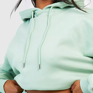 Sweat-shirt à capuche vert menthe pour femme, manches longues, coupe ample, couleur unie, décontracté, avec cordon de serrage, ensemble avec short assorti - Product Image 6