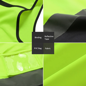 Custom Industrial High Visibility Safety Vest with <b>Silver</b> Reflective Strips Heavy Duty Zipper Front Closure Fluorescent - Product Image 4