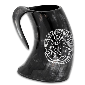 Mug à boire en corne de buffle, art populaire artisanal écologique, rond, unique - Product Image 4