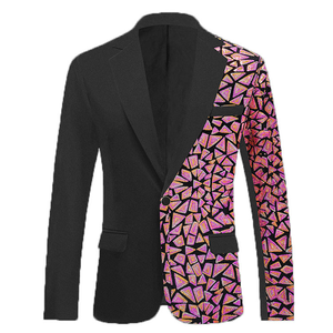 Blazer patchwork pour homme, blazers décontractés pour homme - Product Image 3