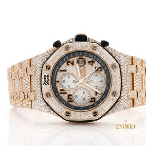 Montre chronographe de luxe unisexe en moissanite glacée, diamant VVS, quartz, acier inoxydable, style hip-hop, boîtier squelette octogonal personnalisé 41mm ETA - Product Image 5