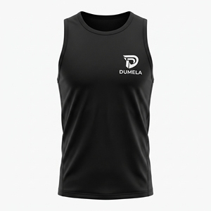Dumela Men's <b>Black</b> Sleeveless <b>Tank</b> <b>Top</b> O-Neck Solid Breathable Quick Dry Knitted Polyester 220g Casual Wear - Product Image 1