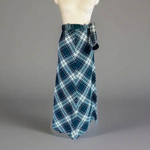 กระโปรงวินเทจยุค 60 สำหรับผู้หญิง ไซส์ XS สีเขียว สีน้ำเงิน สีดำ ลายสก็อต ผ้าขนสัตว์ กระโปรงยาวแบบมีเข็มขัด สำหรับสาวๆ ปี 2026 - Product Image 1