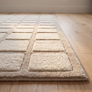 Tapis géométrique tufté à la main en laine crème beige, motif quadrillé moderne, fait main sur mesure, épaisseur supplémentaire, pour usage domestique, vente en gros - Product Image 6