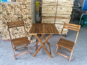 Teak Wood <b>Folding</b> Outdoor Bistro Set Garden Chair <b>Table</b> Modern Design Tapered Leg Hard Floor Use Durable Waterproof 2 Year - Product Image 6