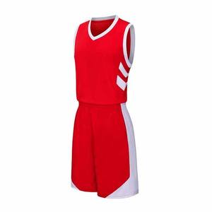 Top Quality <b>Red</b> Unisex Basketball Jersey Set V-Neck Sleeveless Moisture Wicking Polyester Uniform All Seasons Adult Size - Product Image 4