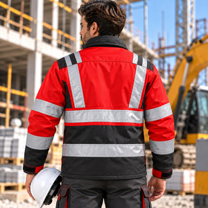 Hi Vis <b>Jackets</b> for Men Reflective Safety Construction <b>Worker</b> Winter Coat Waterproof with Black Bottom Outdoor Protective Apparel - Product Image 2