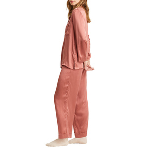 Elegante Conjunto de Bata y Pijama de Satén de Seda Vintage de 2 Piezas para Mujer, Vestido Largo de Noche con Patrón Liso y Encaje para Verano y Primavera - Product Image 4