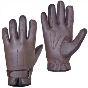 Guantes de equitación de cuero marrón de cabra, sin forro, transpirables, estilo deportivo, para uso en deportes al aire libre - Product Image 4