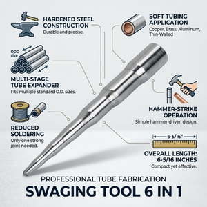 Outil de sertissage 6 en 1 en acier trempé pour tubes |   Expandeur de tuyaux multi-tailles |   Outil de soudure pour cuivre |   Laiton |   Aluminium |   Réparation de systèmes HVAC - Product Image 3