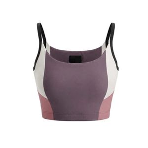 Soutien-gorge de sport pour femme, couleur unie mauve, col rond, sans manches, coupe ajustée, idéal pour la gym, l'entraînement, le fitness et le yoga - Product Image 1