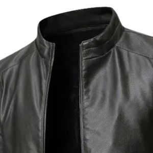 Blouson en cuir matelassé pour homme, style motard, avec fermeture éclair, vêtement de moto, vêtement d'extérieur décontracté, fabricant OEM - Product Image 4