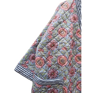 Handmade Organic Cotton Burfi Style Quilted Bathrobe Kimono <b>Dress</b> Floral Print Women's Eco-Friendly Vintage Warm Jacket Soft - Product Image 3