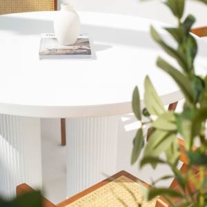 Mesa de Comedor de Microhormigón Blanco Vandana Aureo Zentrix con Diseño Moderno y Minimalista - Product Image 4