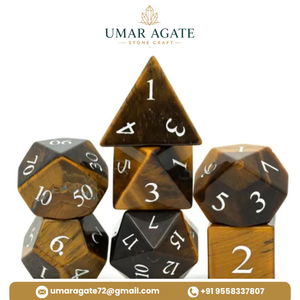 New Arrival Natural Tiger's Eye Gemstone DnD <b>Dice</b> <b>Set</b> 7 Pcs Polyhedral RPG Wholesale - Product Image 5