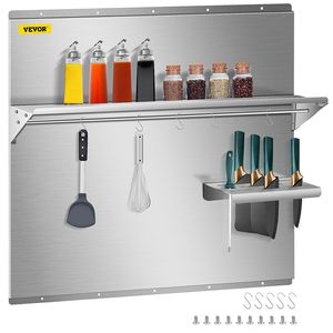 Campana extractora de acero inoxidable de 36x30,7 pulgadas, Protector de pared, estante colgante, Placa plateada contra salpicaduras, estante de almacenamiento incorporado, muebles de cocina - Product Image 1