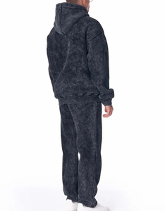 Flared Tracksuits <b>Zip</b> up 500 GSM Straight Leg Jogging Suit Distressed Sweatsuit Hoodies and Sweatpants Sets Men - Product Image 2