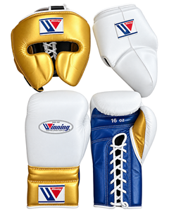 Set de Guantes de Boxeo Winning, Guantes de Cuero Blanco con Protección para la Cabeza, Protector Inguinal, Transpirables, con Cordones, Equipo de Boxeo para Adultos - Product Image 5