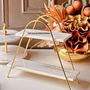 Eco Friendly 2 Tier Resin Epoxy Mold Modern Serving <b>Cake</b> Stainless Steel <b>Marble</b> Material <b>Cake</b> Display <b>Stands</b> for Wedding Events - Product Image 1