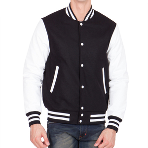 <b>Mens</b> Black Varsity <b>Jacket</b> White Sleeves Letterman Bomber <b>Jacket</b> Casual Baseball Style High School College Fashion Winter <b>Warm</b> - Product Image 3