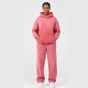 Conjunto Deportivo Premium Personalizado para Mujer, Sudadera y Pantalones Deportivos con Efecto Deslavado Vintage, Ropa Urbana de Fabricante - Product Image 1