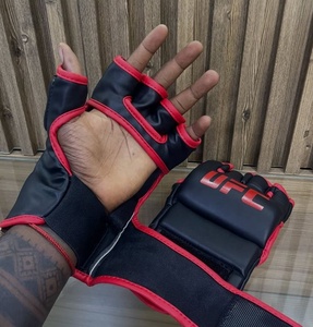 UFC MMA Gloves <b>Black</b> Red Half Finger for Closure Adult Martial Arts Training PU Leather Custom Logo Freedom 250 - Product Image 5