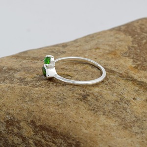 2026 New Trendy 925 Sterling <b>Silver</b> Minimalist Fine Jewelry Chrome Diopside Green Gemstone Bezel Setting Fine <b>Ring</b> Women's Gift - Product Image 4