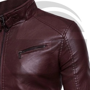 Nouvelle veste en cuir décontractée grande taille avec fermeture éclair, finition teinte et lavée, col montant personnalisé pour l'hiver - Service OEM - Product Image 3