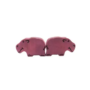 GD Wooden animal shape -Printed Wooden Hippo Family Crafts;wooden animal toys/wooden animal figurines