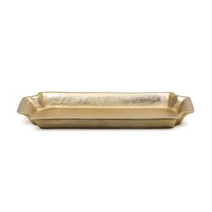 Bandeja Rectangular de Metal Dorado de Lujo al por Mayor, Plato de Servicio para Hotel con Acabado Texturizado Elegante y Asas Integradas - Product Image 2