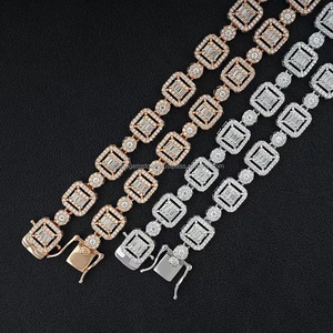 สร้อยคอเงินลายดอกไม้แนวฮิปฮอปโมอิสซาไนต์ตัดขนาด10มม. สำหรับผู้ชายและผู้หญิง - Product Image 5