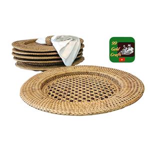 FACTORY : Sets de table ronds/rectangulaires en rotin blanc / Assiettes de présentation en rotin 100 % tressées à la main - Product Image 4