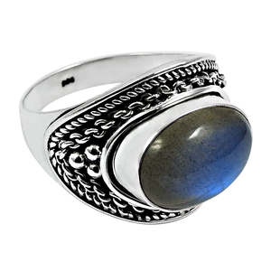 Joyería de plata de ley 925 auténtica, anillos de labradorita con corte ovalado de estilo vintage, joyería bohemia de plata al por mayor para hombre - Product Image 1